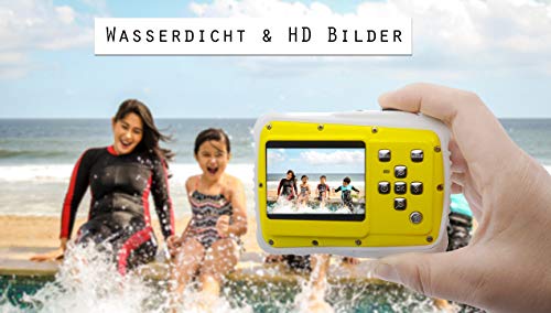 Vetté Digitalkamera Für Kinder mit 16GB MicroSD Speicherkarte - Kinderkamera wasserdicht - 4 Fach Digitalzoom, 12MP, 720P HD Videofunktion, TFT LCD Bildschirm Kindergeschenk (weiß gelb) - 3