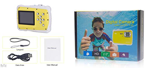 Vetté Digitalkamera Für Kinder mit 16GB MicroSD Speicherkarte - Kinderkamera wasserdicht - 4 Fach Digitalzoom, 12MP, 720P HD Videofunktion, TFT LCD Bildschirm Kindergeschenk (weiß gelb) - 6